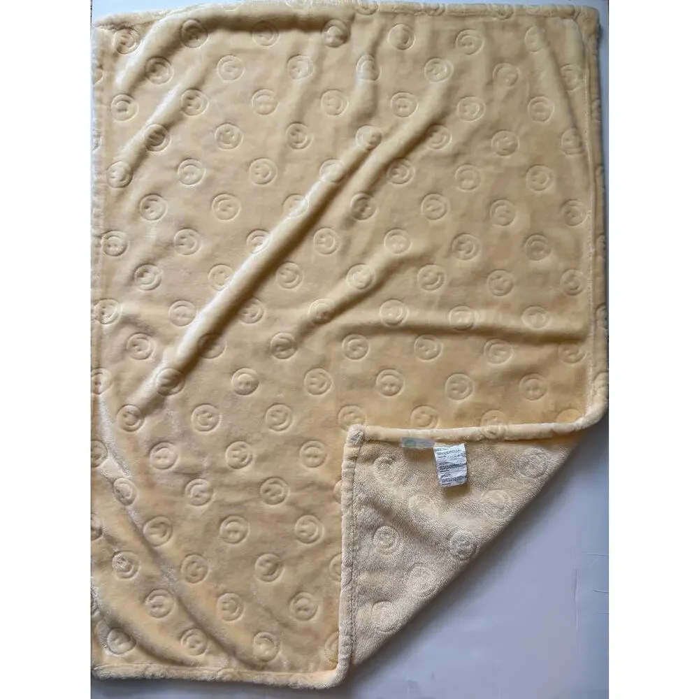 SL Home Fashion Smiley Face Yellow Fleece Baby Blanket Lovey Security Oeko Tex
